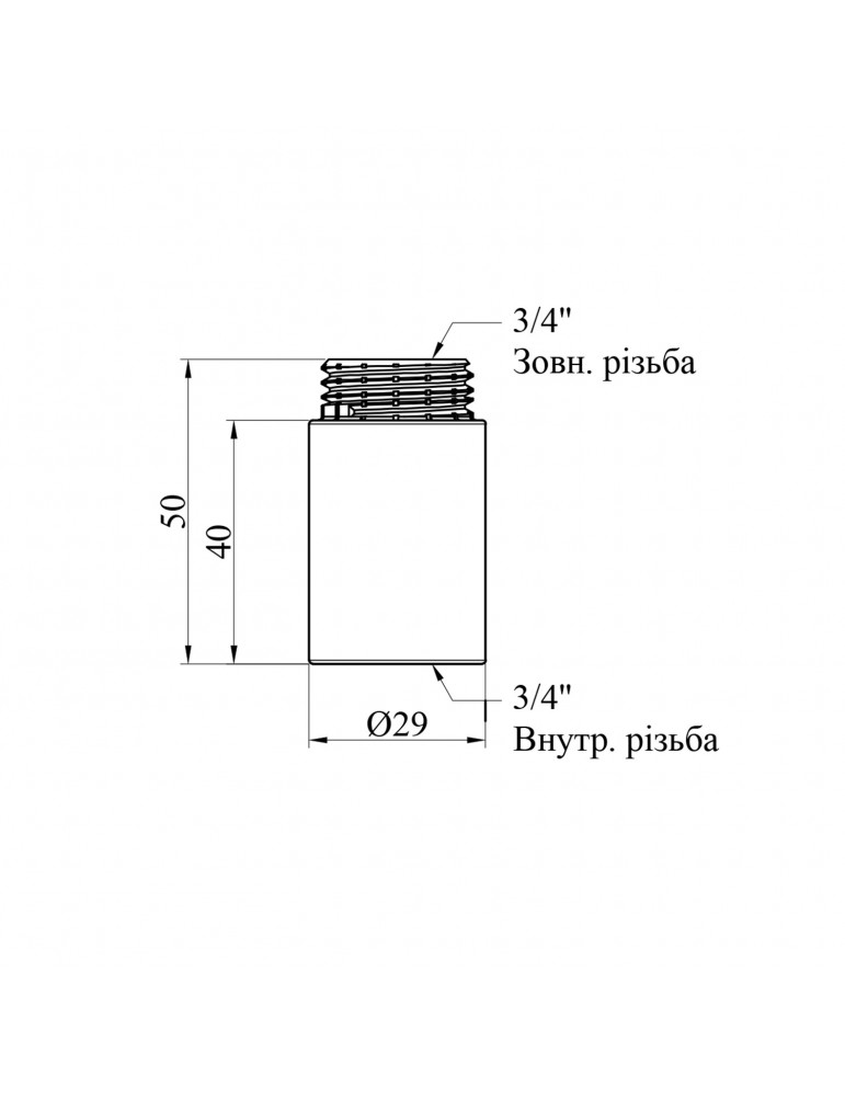 Подовжувач Karro 3/4" ВЗ, L40 мм хромований | купити | SilverGoose.com.ua.com.ua