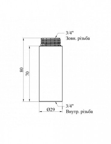 Подовжувач Karro 3/4" ВЗ, L70 мм хромований | купити | SilverGoose.com.ua.com.ua