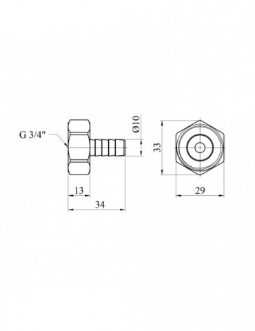 Штуцер Karro 3/4" РВ, D10 мм нікельований | купити | SilverGoose.com.ua.com.ua