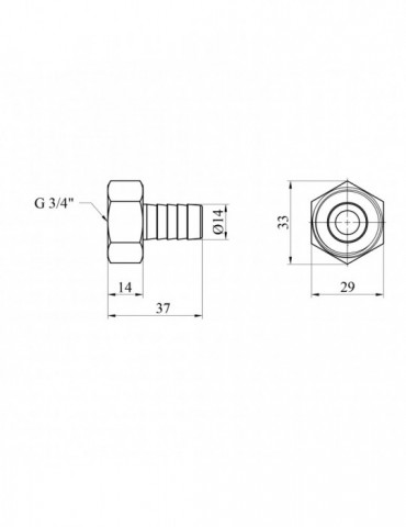 Штуцер Karro 3/4" РВ, D14 мм нікельований | купити | SilverGoose.com.ua.com.ua