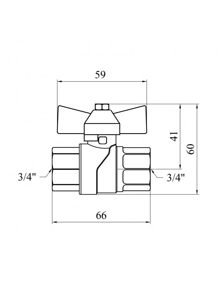 Кран кульовий Karro "Super" 3/4" ВВ PN40 метелик | купити | SilverGoose.com.ua.com.ua