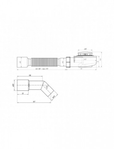 Сифон для душового піддона ANIplast E556CEU 1/2*60, h 53 мм, з 2 трубками | купити | SilverGoose.com.ua.com.ua