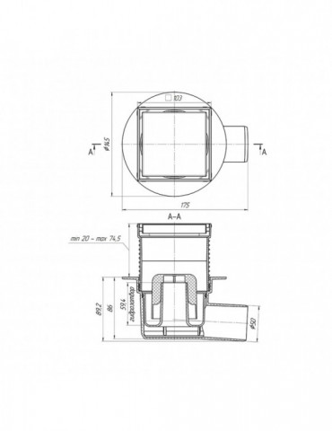 Трап ANIplast з горизонтальним випуском 50 мм, з нержавіючою решіткою 10х10 см ТА5802EU | купити | SilverGoose.com.ua.com.ua