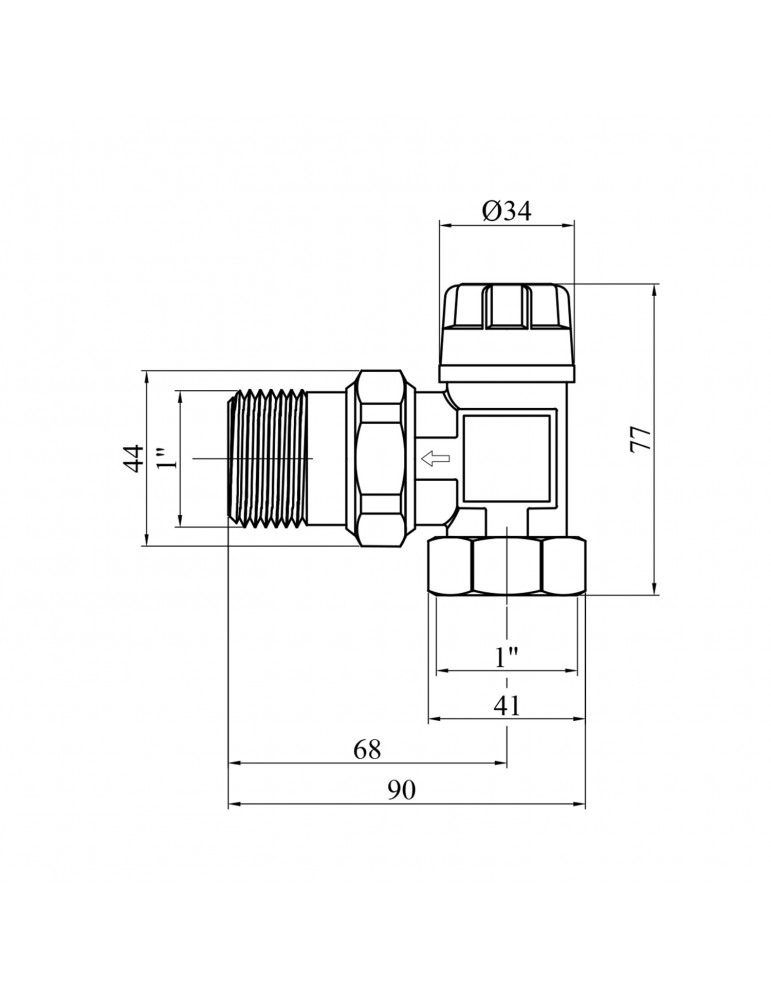 Кран термостатичний кутовий Karro 1" ВЗ KR-737B | купити | SilverGoose.com.ua.com.ua