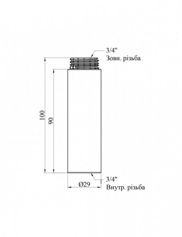 Подовжувач Karro 3/4" ВЗ, L90 мм хромований | купити | SilverGoose.com.ua.com.ua