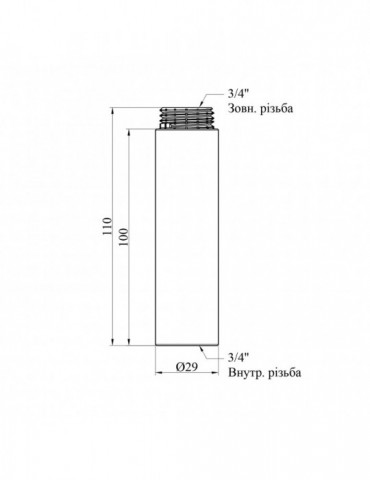 Подовжувач Karro 3/4" ВЗ, L100 мм хромований | купити | SilverGoose.com.ua.com.ua