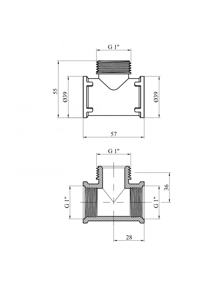 Трійник STA (DN) 25 ВЗВ латунний | купити | SilverGoose.com.ua.com.ua