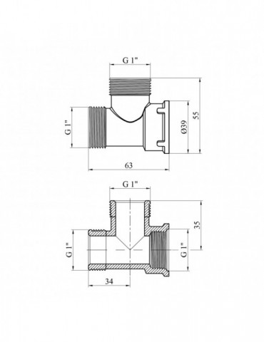 Трійник STA (DN) 25 ЗЗВ латунний | купити | SilverGoose.com.ua.com.ua