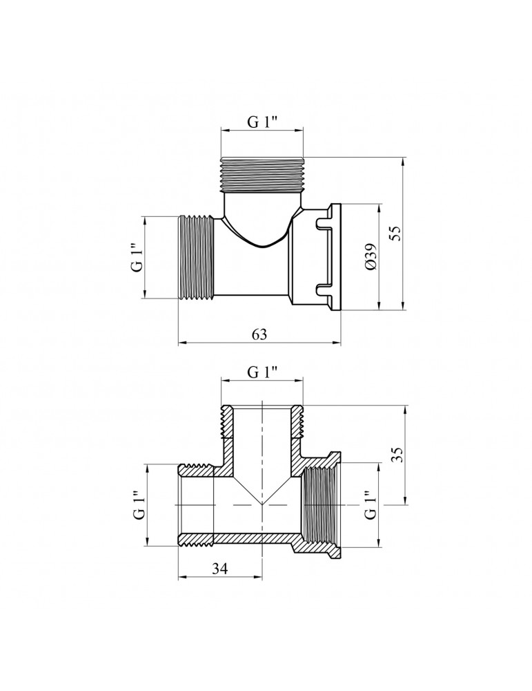 Трійник STA (DN) 25 ЗЗВ латунний | купити | SilverGoose.com.ua.com.ua
