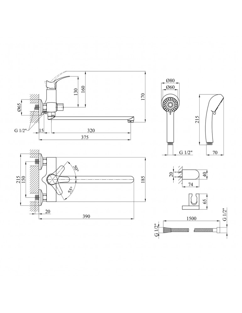 Змішувач для ванни Kroner KRP Bayern - С070 | купити | SilverGoose.com.ua.com.ua