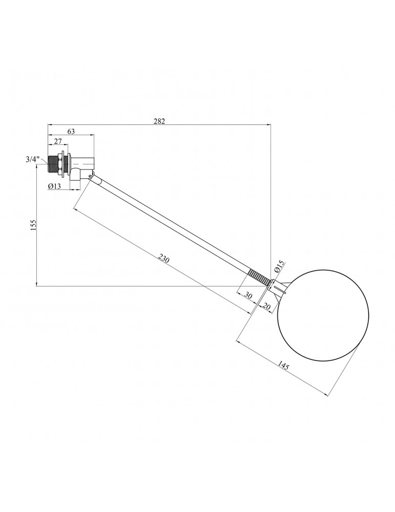 Поплавок латунний для ємності Karro 3/4" клапан+5" поплавок | купити | SilverGoose.com.ua.com.ua