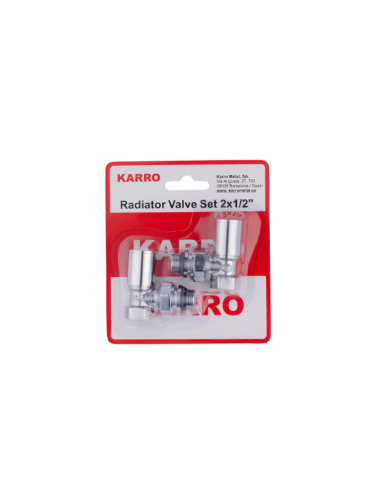 Комплект радіаторних кутових кранів верхні Karro 1/2" KR-32001 хромовані | купити | SilverGoose.com.ua.com.ua