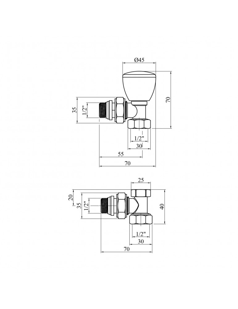 Комплект радіаторних кутових кранів Karro 1/2" (верхній+нижній) білі | купити | SilverGoose.com.ua.com.ua