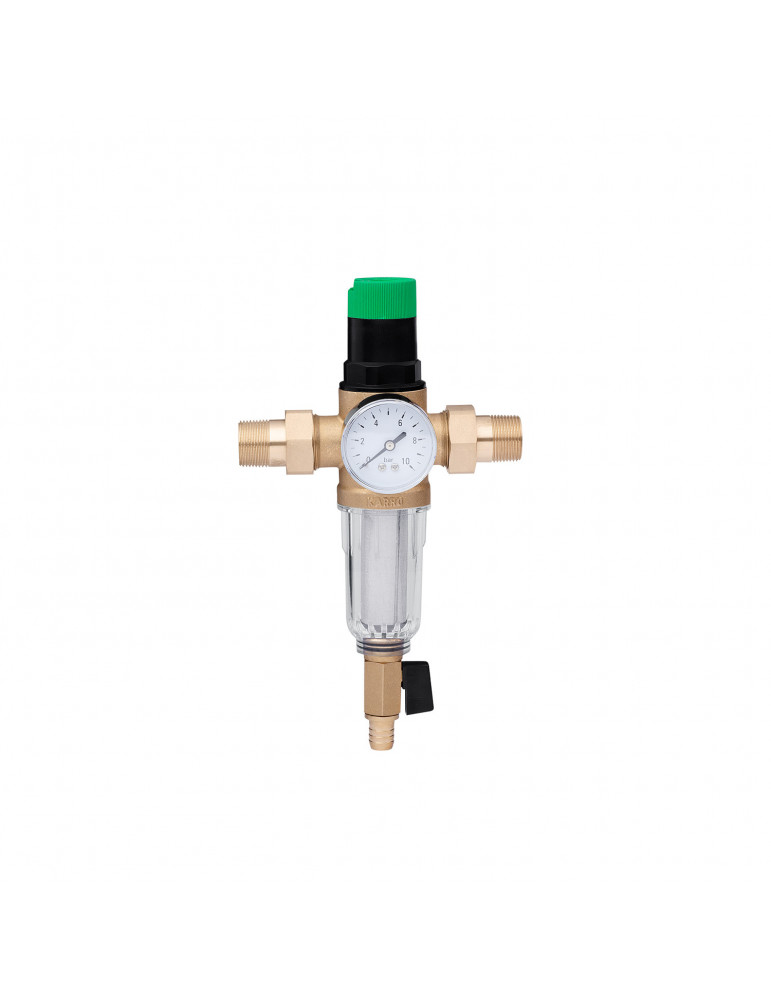 Фільтр самоочисний з редуктором тиску Karro 3/4" KR-8800 прозорийі | купити | SilverGoose.com.ua.com.ua