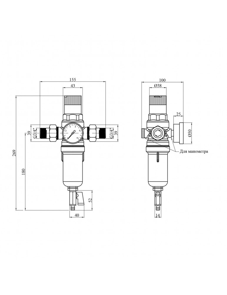Фільтр самоочисний з редуктором тиску Karro 3/4" KR-8800 прозорийі | купити | SilverGoose.com.ua.com.ua
