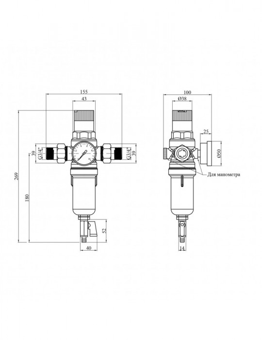 Фільтр самоочисний з редуктором тиску Karro 3/4" KR-8800 прозорийі | купити | SilverGoose.com.ua.com.ua