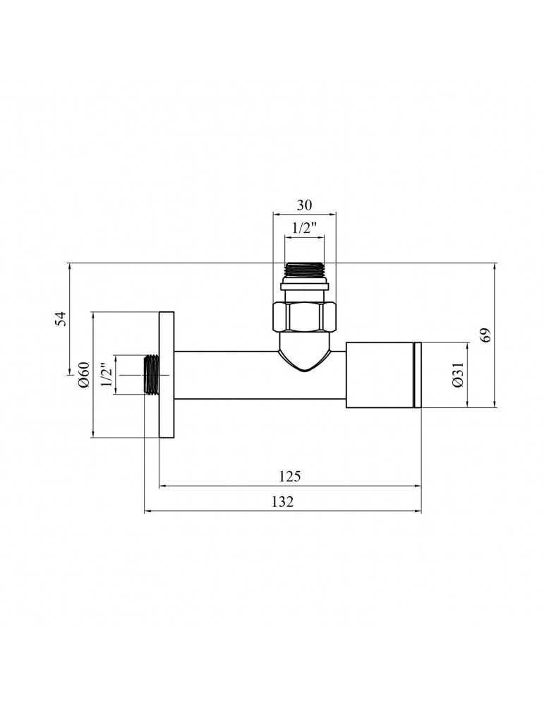 Комплект радіаторних кутових кранів для рушникосушки, довгий Karro 1/2" KR-7159 хромовані | купити | SilverGoose.com.ua.com.ua