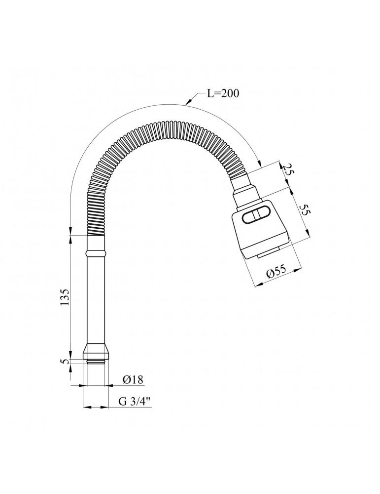 Вилив для змішувача гнучкий Kroner KRM - C801 два режими | купити | SilverGoose.com.ua.com.ua