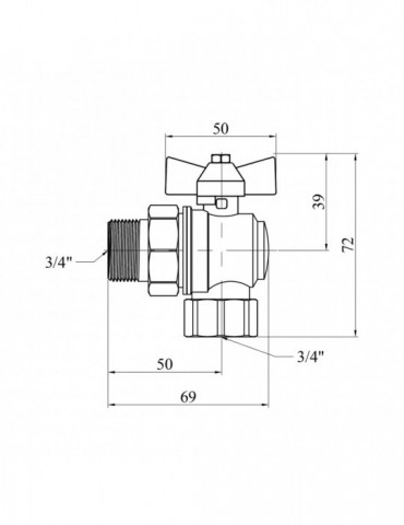 Кран-американка кульовий кутовий Valves 3/4" PN30 | купити | SilverGoose.com.ua.com.ua