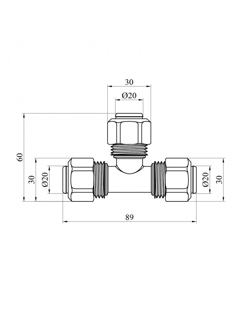 Трійник металопластиковий Karro 20х20х20 KR-0731 | купити | SilverGoose.com.ua.com.ua