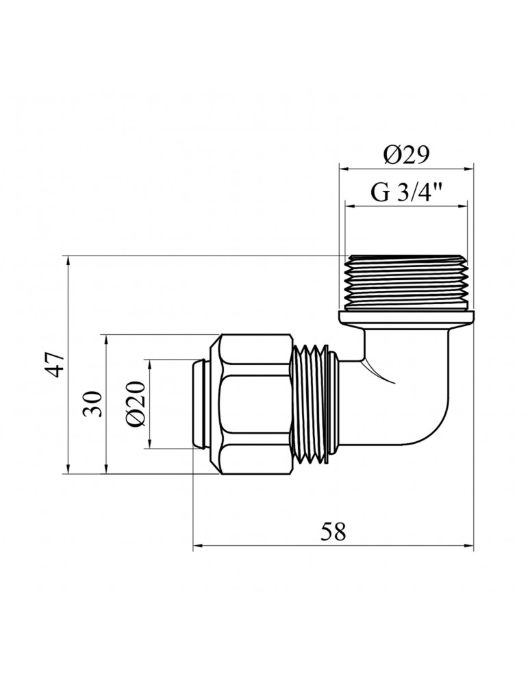 Коліно металопластикове Karro 20х3/4" РЗ KR-0612 | купити | SilverGoose.com.ua.com.ua