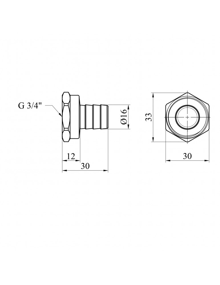 Штуцер Nikiforov 3/4" РВ, D16 мм латунний | купити | SilverGoose.com.ua.com.ua
