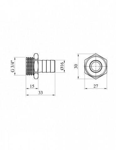 Штуцер Nikiforov 3/4" РЗ, D16 мм латунний | купити | SilverGoose.com.ua.com.ua