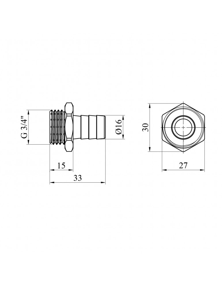 Штуцер Nikiforov 3/4" РЗ, D16 мм латунний | купити | SilverGoose.com.ua.com.ua