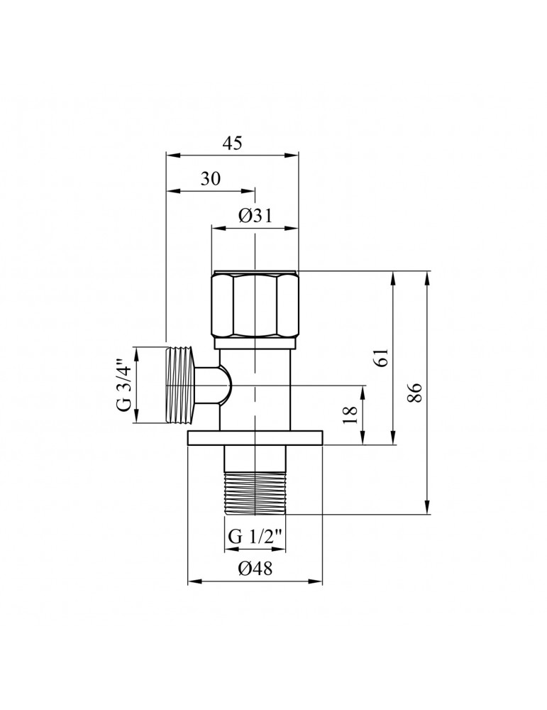 Кран приладний для підключення Karro 1/2"х3/4" ЗЗ KR-3132S | купити | SilverGoose.com.ua.com.ua
