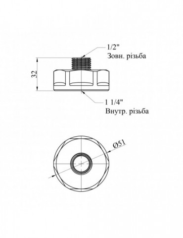 Перехідник Nikiforov 1/2"х1 1/4" ЗВ нікель | купити | SilverGoose.com.ua.com.ua