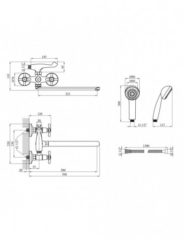 Змішувач для ванни Kroner KRP Royce - C070 | купити | SilverGoose.com.ua.com.ua