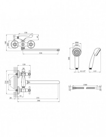 Змішувач для ванни Kroner KRP Royce - C072 | купити | SilverGoose.com.ua.com.ua