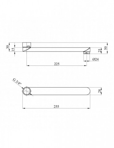 Вилив для змішувача плоский Kroner KRM - C825 25 см | купити | SilverGoose.com.ua.com.ua