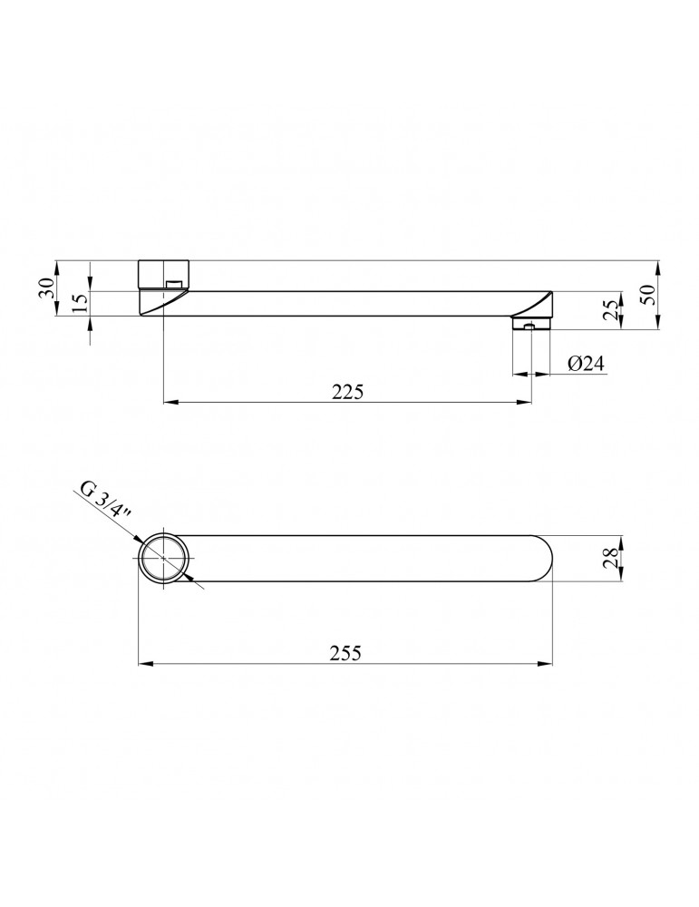 Вилив для змішувача плоский Kroner KRM - C825 25 см | купити | SilverGoose.com.ua.com.ua