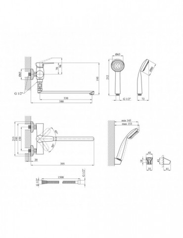 Змішувач для ванни Kroner KRM Elbe - C072 | купити | SilverGoose.com.ua.com.ua