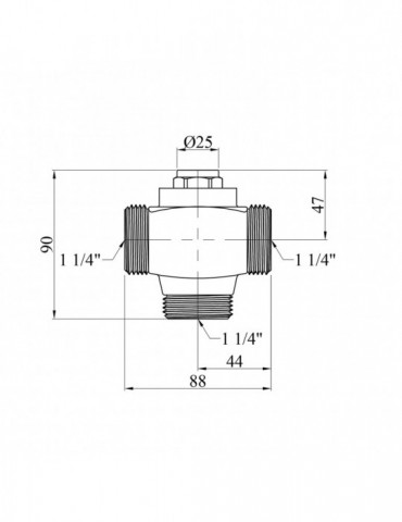 Трьохходовий клапан Karro 25 DN, D1 1/4" KR-1134 | купити | SilverGoose.com.ua.com.ua