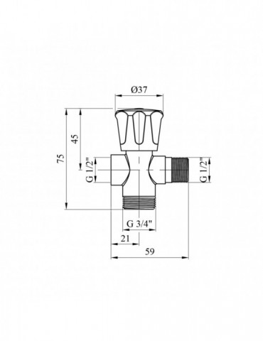 Кран приладний для підключення магістральний вентильний Karro 1/2"х3/4"х1/2" ВЗЗ KR-3151 | купити | SilverGoose.com.ua.com.ua
