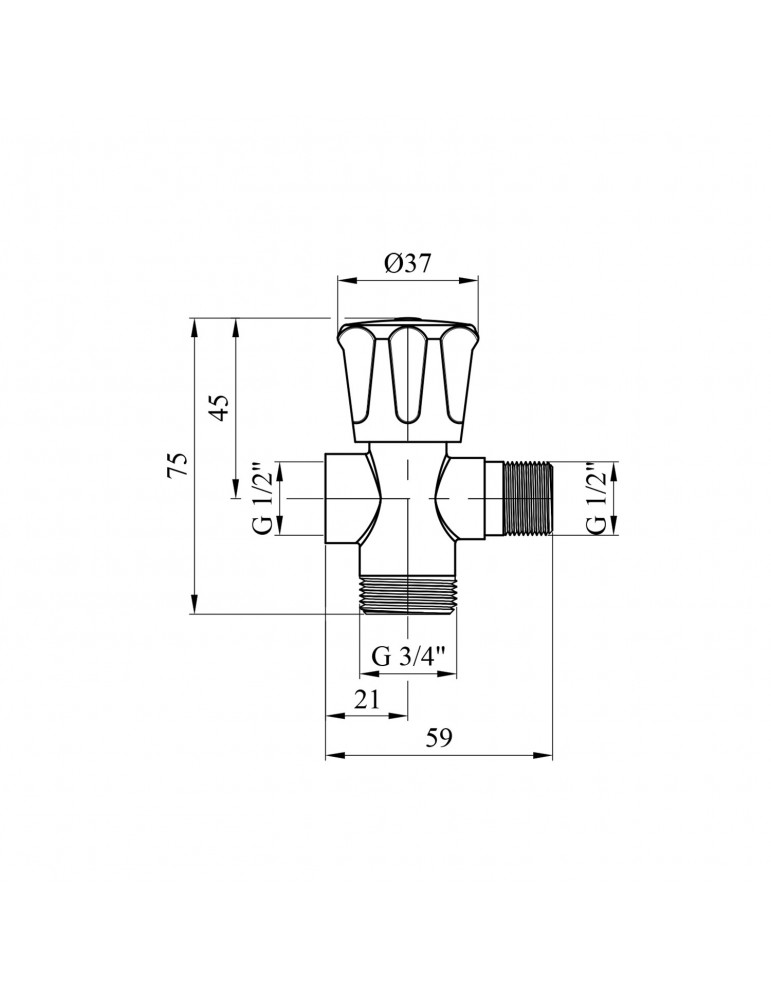 Кран приладний для підключення магістральний вентильний Karro 1/2"х3/4"х1/2" ВЗЗ KR-3151 | купити | SilverGoose.com.ua.com.ua