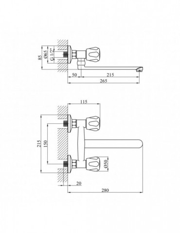 Змішувач для кухні настінний Kroner KRP Hamburg - C040 | купити | SilverGoose.com.ua.com.ua