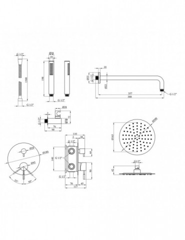 Душова система прихованого монтажу Kroner KRP Edelstahl Klassisch - SCH082 | купити | SilverGoose.com.ua.com.ua