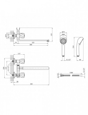 Змішувач для ванни Kroner KRP Hamburg - C070 | купити | SilverGoose.com.ua.com.ua