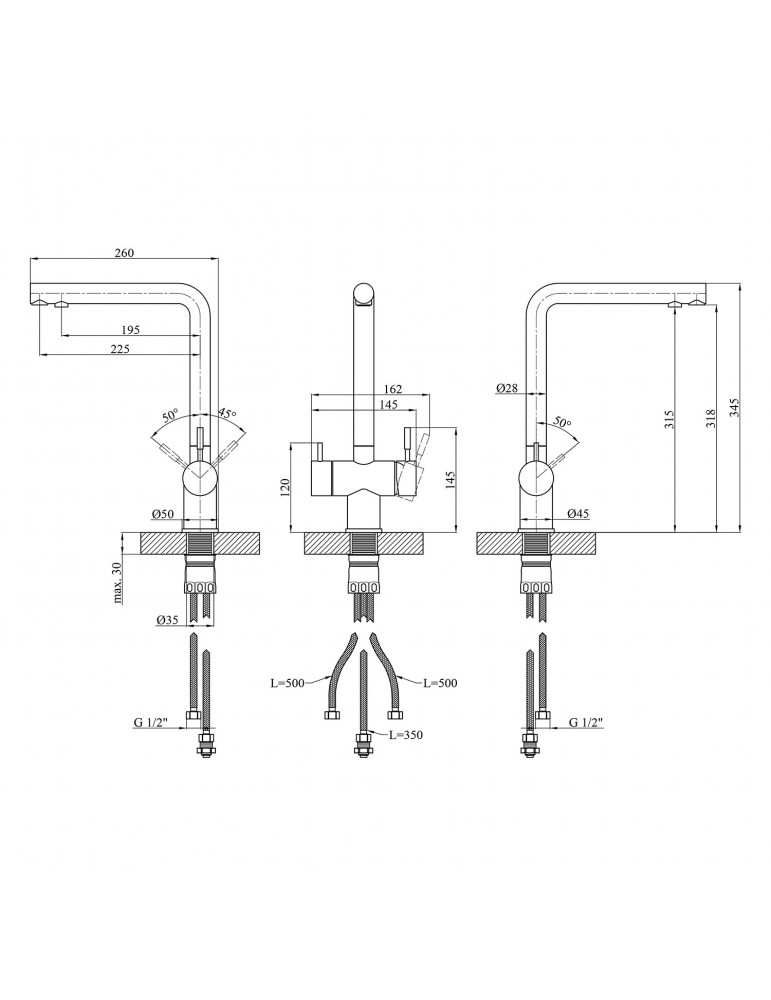 Змішувач для кухні з підключенням до фільтра Kroner KRP Edelstahl Klassisch - ESG03811 | купити | SilverGoose.com.ua.com.ua