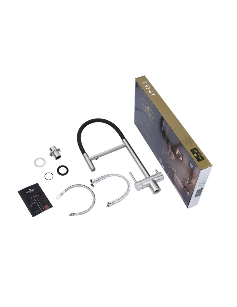 Змішувач для кухні з підключенням до фільтра Kroner KRP Edelstahl Klassisch - ESG03815BLK | купити | SilverGoose.com.ua.com.ua