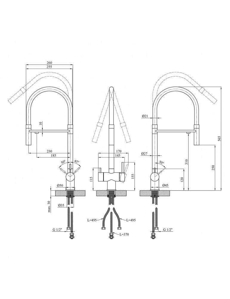 Змішувач для кухні з підключенням до фільтра Kroner KRP Edelstahl Klassisch - ESG03815GRA | купити | SilverGoose.com.ua.com.ua