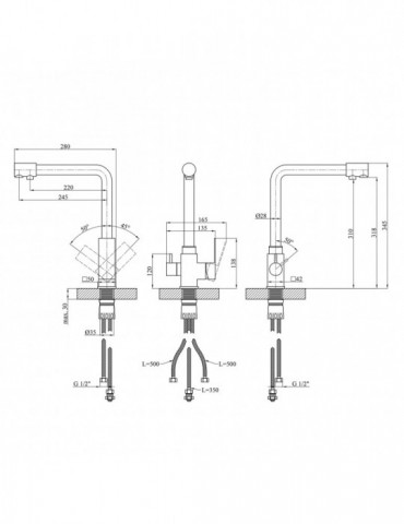 Змішувач для кухні з підключенням до фільтра Kroner KRP Edelstahl Kubus - SCH03810 | купити | SilverGoose.com.ua.com.ua